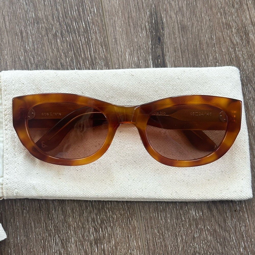 NEW Ace & Tate Caspian Sunglasses in Sepia Bio